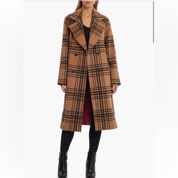Avec Les Filles Jackets & Blazers - Avec Les Filles Plaid Double-Breasted Women's Coat